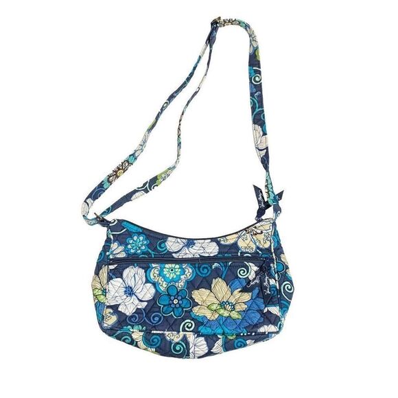 VER BRADLEY Java Blue/Green/Brown/White Spring Flower Crossbody or Shoulder Bag - Picture 3 of 7